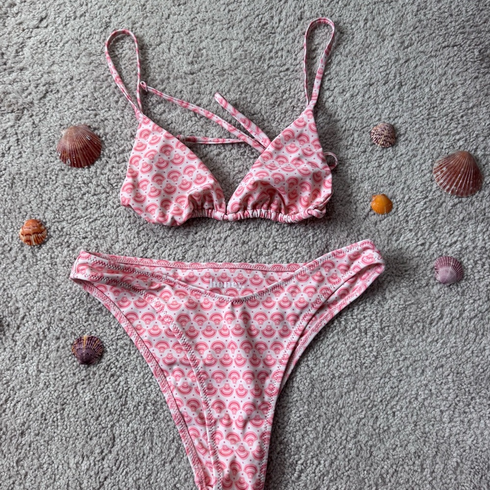 Honey Swim Riviera Triangle Top and Matching Bottoms Bikini Set